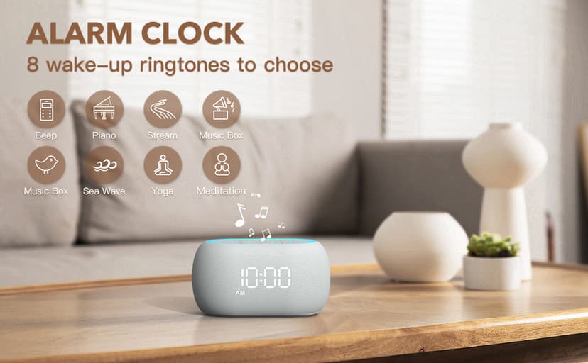 ANJANK White Noise Sound Machine Alarm Clock with Bluetooth Speaker, 21 Relaxing Sounds, 7 Night Lights,0-100% Dimmer/Sleep Timer/30-Level Volume Control,Sound Machine for Kids Adults Sleeping,Bedroom