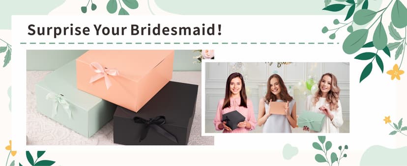 4 Sets Black Bridesmaid Proposal Gifts, Maid of Honor Gift Includes Wedding Gift Box Jewelry Box Makeup Bag Bracelet Foam Flower Invited Card Glasses Cup Hair Tie for Bridal Shower Bachelorette Party