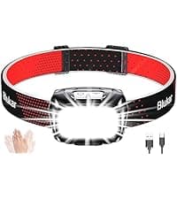 Blukar LED Headlamp Rechargeable,2000L Super Bright Headlight with Motion Sensor -Dimmable Brightness,8 Modes,Spotlight&Floodlight&Red Light Combination,IPX5 Waterproof for Hiking,Camping - 2 Pack