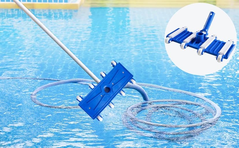 Pool Vacuum Head with Wheels, Flexible Swimming Pool Vacuum Head with Swivel, Pool Cleaner Vac Head, 14''Heavy Duty Head for Inground & Above Ground Pool