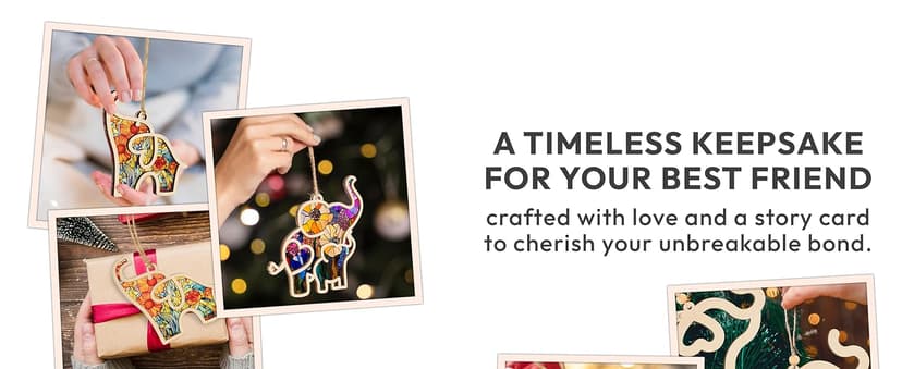 Gifts for Women, Friendship Elephant Ornament with Story Card, Friendship Birthday Gifts for Women, Birthday Presents for Best Friends Sisters Special Bond Decor, Suncatcher