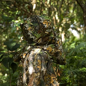 Ginsco Ghillie Suit Full Face Mask Gloves Set, 3D Leafy Camo Suit for Men, Outdoor Hunting Photography
