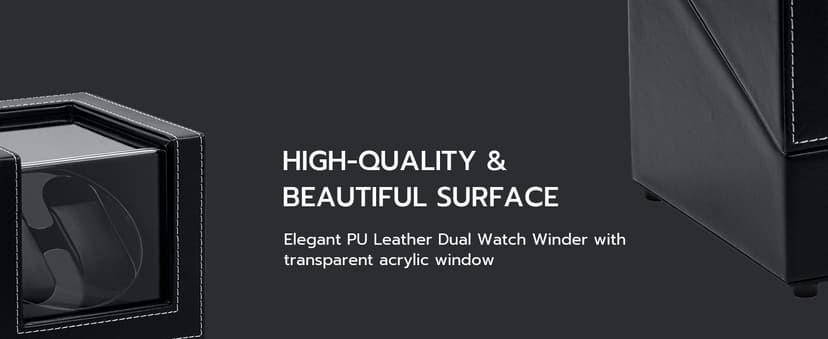 Mcbazel Mcbazel Watch Winder for Automatic Watches, Double Automatic Watch Winder Box with Quiet Japan-made Motor, Automatic Watch Display Storage Rotation Wristwatch Box with 2 Slots (Black PU Leather)