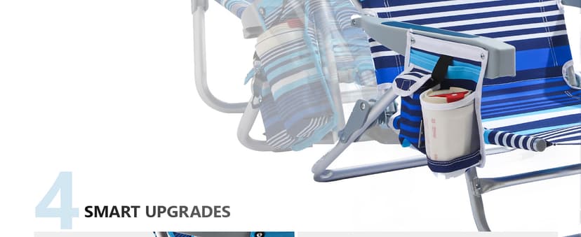 PASAMIC Backpack Beach Chair for Adults Portable, Lay Flat Reclining Beach Chair with 5 Positions, Tall Heavy Duty Folding Chairs with Cup Holder, Cooler Pouch, Towel Bar, Multicolor Stripe