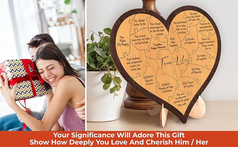 1 Year Anniversary Wood Gifts for Him Boyfriend - One Year Anniversary Wooden Gifts for Men, First Anniversary Wedding Gift for Husband Wife