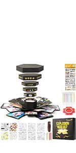 Koogel Explosion Gift Box, Handmade Exploding Photo Album Preassembled Surprise Picture Pop Up Love Box with Creative DIY Scrapbooking Accessories for Anniversary Birthday Wedding