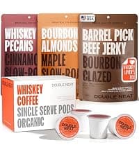 Double Neat Bourbon Flavored Snacks Variety Pack | Snacks Gifts for Men | Bourbon Glazed Beef Jerky, Cinnamon Whiskey Pecans, Almonds | Gift for Whiskey Lovers Men | 10oz, 3 Pack B0GGHN7KTL