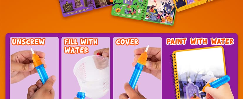 Halloween Boo Basket Stuffers for Toddlers, 4 Pack Halloween Water Coloring Books for Kids, Halloween Activities for Kids, Halloween Crafts for Toddlers, Toddler Travel Essentials, Toddler Gift Toys