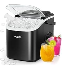 ecozy Ice Makers Countertop, Ultra Slim Design with Full-Color Panel, Internal Lights, 26 lbs/24H, Timer Ice Making, Two Ice Sizes, Portable Self-Cleaning Ice Machine for Home/Kitchen/RV