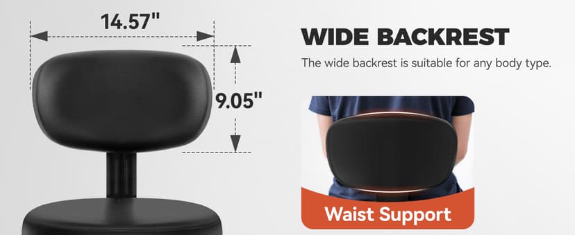 Shop Stool with Wheels for Garage, Mechanics Rolling Chair with Backrest, Adjustable Height Heavy Duty Garage Stool with Footrest and Storage Tray, Swivel Task Chair for Workshop Kitchen Salon