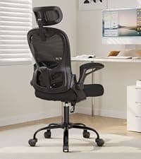 Office Chair, Ergonomic Desk Chairs 330LBS Capacity High Back Mesh Computer Chair with Flip-up Armrests, Comfy Work Chair with Adjustable Lumbar Support, Rolling Chair
