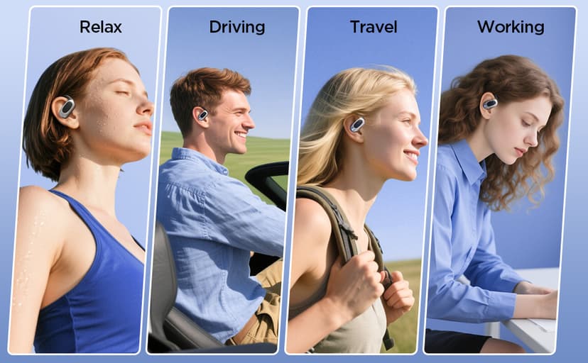 Open Ear Wireless Headphones Air Conduction Earbuds with Mic 42H Playtime Clear Calls LED Digital Display Over Earphones Lightweight Waterproof Secure Earhooks for PC Sports Running Game Business Work