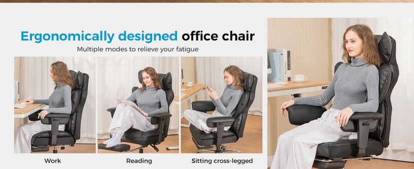 GTPLAYER Big and Tall Gaming Chair 400lbs Heavy Duty Office Chair with Footrest, High Back Pocket Spring Lumbar Support, Ergonomic Wide Comfy Seated Cushion for Lower Back Pain Relief, Earth-Black
