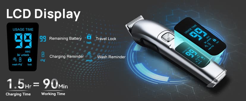 Ufree Beard Trimmer for Men, Waterproof Electric Razor for Nose, Body, Face & Mustache, Cordless Hair Clippers Shavers Grooming Kit, Gifts for Men Husband Father