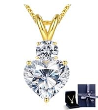 InfinityLove Heart Pendant Necklaces for Women, 2-5 Carat Moissanite Heart Necklace, Anniversary Birthday Christmas Valentine Engagements Mothers Day Jewelry for Wife Her Girlfriend Mom Daughter