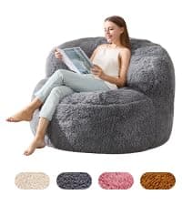 Hobestluk 3 in 1 Bean Bag Chair Giant Bean Bag Chairs for Adults with Bubble Cover Convertible Bean Bag Floor Cushion with Machine Washable Cover for Living Room (Bubble Grey)