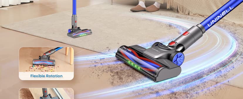 UNINELL HOME Cordless Vacuum Cleaner,45000Pa/450W Vacuum Cleaners for Home,60Mins Lightweight Stick Vacuum,Anti-Tangle & Wall Mount Charging,Vacuum Cordless for Hardwood Floor Carpet Pet Hair