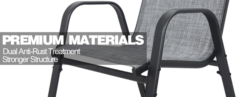 Patio Chairs Set of 6, Stackable Outdoor Dining Chairs for All Weather Textilene Fabric & Metal Frame, Outdoor Chairs Set for Backyard Deck Garden