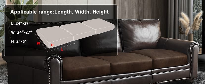 ANARACHON Leather Look Couch Cushion Covers Sofa Seat Slipcovers Sets Couches Furniture Protector for Sectional Armchair Loveseat Pets Kids Stretch Spandex Fabric(3 Cushion Sofa, Brown)