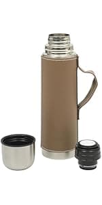 Mr. Coffee Silverleaf 23 oz Stainless Steel Thermal Bottle – Double Wall Vacuum Insulated Travel Mug with Leak-Proof Lid, Taupe – Hot & Cold Beverage Flask for Work, Commute, or Camping