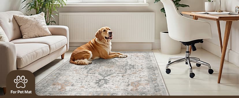 36"x48" Office Chair Mat for Hardwood Tile Floor, Under Desk Carpet Protector for Rolling Computer Chair Mat, Machine Washable Area Rug, Anti-Slip 1/5" Thick Low Pile Thin Vinyl Floor Mat, Taupe