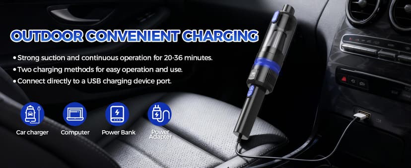 Filigo Handheld Vacuum Cordless Rechargeable 2-Speed Modes| 3-in-1 Portable Cordless Vacuum Cleaner with Charging Dock, for Car Home Office and Pet Hair(Blue)