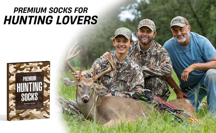 Hunting Accessories for Men, Dad - Funny Deer & Duck Hunting Socks - Stocking Stuffers, Christmas Gift B0GCCP51NT