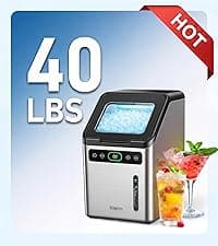 Silonn Nugget Ice Maker Countertop, Ice Basket with Handle, Quiet Operation & Self Cleaning Ice Machine, Chewable Ice, 33 lbs/24H, Portable Pellet Ice Maker with Scoop for Home, Kitchen and Office