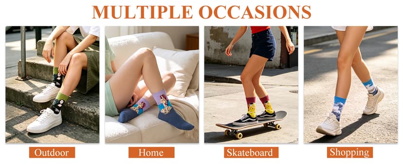 Soft Cotton, Crazy Artist Pattern, Classic Novelty Style, Versatile Hosiery, Birthday Gifts for Girl Lover, Fit Shoe Size 5-9 Chalier 5 Pairs Funny Socks for Women, Famous Painting Art Fun Socks B078K1Q14F