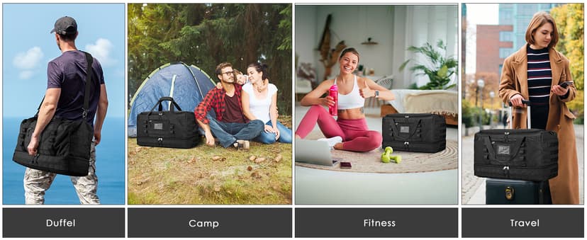 ETRONIK Gym Bag for Men Women, Carry on Luggage 22x14x9 Airline Approved, Tactical Travel Duffle Bag with Toiletry Bag and Shoe Compartment, Weekender Overnight with Wet Pocket for Workout, Black