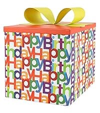 17 inch X 33 feet, Gridlines Design, Recycled, Holiday BIOBROWN Kraft Birthday Wrapping Paper Colorful Text Happy Birthday Design B0BLSML9G3