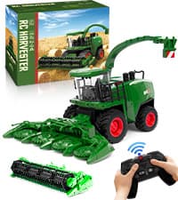 Remote Control Tractor Toy, Kids RC Tractor Set & Truck and Trailer Front Loader - Metal Car Head/8 Wheel/Light, Toddlers Farm Vehicle Toys for 3 4 5 6 7 8 9 Year Old Boys Girls Birthday Gift