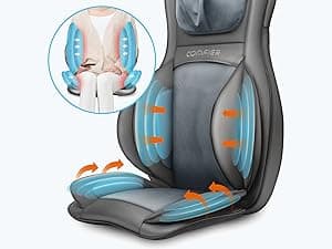 COMFIER Massager Chair with Heat, Shiatsu Neck Back Massager Portable with Compression & Rolling,Massage Chair Pad for Neck & Back for Muscle Tension Relief, Father Day Gift