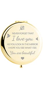 Gifts for Wife I Love You Wife Gold Compact Mirror