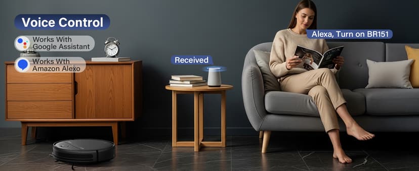 Robot Vacuum and Mop Combo, 2-in-1 Robot Vacuum Cleaner, Perfect for Pet Hair, Hard Floor and Carpet, Anti-Bump, Anti-Fall, App, Voice and Remote Control