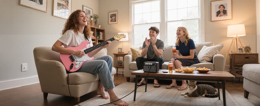 Vangoa 39 Inch Full Size Electric Guitar Beginner Kit Solid Body SSS Pickups with Amp, Bag, Tremolo Bar, Strings, Tuner, Picks, Strap, Capo, Cable for Starter Girls Adults Teens, Petal Pink