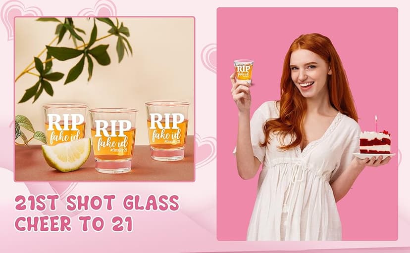 21st Birthday Gift for Her, Happy 21st Birthday Gift for Women, RIP FAKE ID Gift for 21 Year Old Girls Boys, Gift for 21 Year Old Woman, 2004 Happy Birthday Shot Glass, 2004 Birthday Party Decoration