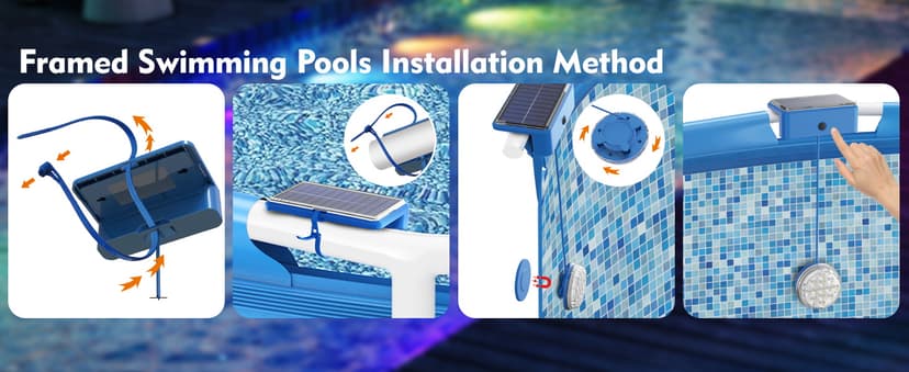 Solar Lights for Pools & Gardens - Waterproof RGB 16 Color Changing LED Lights (4Pack)