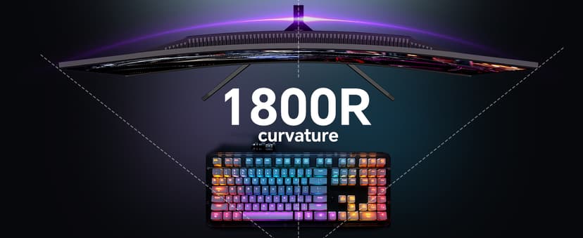 24 Inch Curved 180Hz Gaming Monitor, 1800R Curved Gaming Monitor, 1ms MPRT, FHD(1920×1080P), Freesync, HDMI2.0,DP1.4, VESA Mountable(HDMI Cable Incl.)