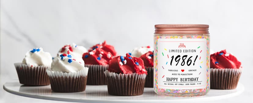 40th Birthday Decorations, 40 Year Old Birthday Gifts for Friend, Sister, Wife, Creamy Vanilla with Sprinkles Homsolver 40th Birthday Gifts for Women Ideas, 1986 Limited Edition Candle B0G1YLJYH8