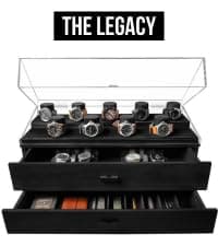 Holme & Hadfield Premium 4-Slot Wooden Watch Display Case – Handcrafted Men’s Watch Box with Accessory Drawer, Hinged Cover, Leather Lining – Birthday Gift for Collectors – Luxury Built to Last