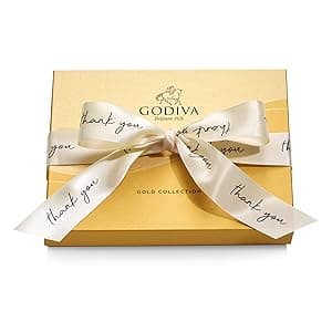 Godiva Chocolatier Thank You Ribbon 18-Piece Assorted Chocolate Gift Box – Gourmet Chocolate Candy Variety Pack – Dark Caramel, Milk Chocolate, Nuts– Gift Basket for Father’s Day, Birthday and Anniversary