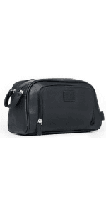 Vetelli Leather Toiletry Bag for Men - Water Resistant, 2 Zippered Internal Pockets, 2 Snap-Fastened Internal Pockets, and Hanging Hook.
