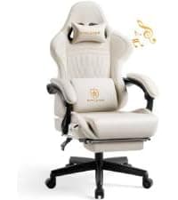 GTPLAYER Gaming Chairs for Adult - Ergonomic Big & Tall Gaming Seat with Footrest & Lumbar Support, Comfortable Office Chair 90-155° Reclining - Heavy Duty Wide Computer Seat, Bright Grey