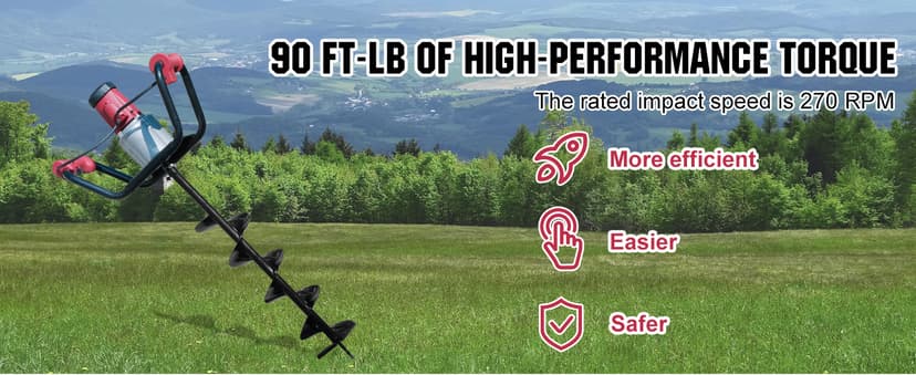 DC HOUSE 1500W Electric Post Hole Digger Earth Auger Hole Digger Auger Digging Tools with 6" Digging and Extension Rods for Farmland Garden Plant