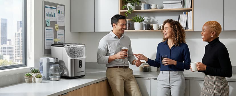 EUHOMY Nugget Ice Maker Countertop, Ready in 7 Mins, 35Lbs/24H Pebble Ice Maker Machine, Self-Cleaning Countertop Sonic Ice Makers with Ice Scoop&Basket, Pellet Ice Maker for Home, Stainless Steel