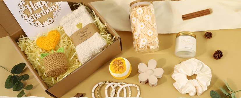 Birthday Gifts for Women, Unique Happy Birthday Gift Baskets for Teen Girls, Women, Her, Best Friend, Daughter, Sister, Self Care Package Cute Daisy Aesthetic Glass Cups Gift Box 9pcs Set B0FL1NQ5X4