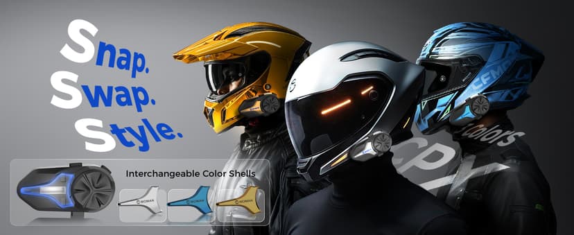 Moman Motorcycle Intercom, Group Intercom Communication Systems, FM, Hi-Fi Stereo, CVC Noise Cancellation, Waterproof BT5.1 Helmet Speaker Headset, 24 Riders Mesh Communicate(CPX 1 Pack)