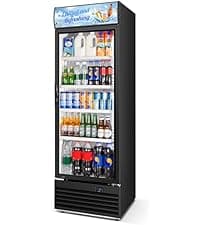 Commercial Beverage Refrigerator, 24 Inch Beverage Fridge, 15 Cu. Ft. Drink Fridge, Display Refrigerator Glass Door, Commercial Display Fridge with Customizable Light Box for Shops, Restaurants, Bars