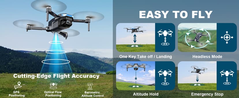 GPS Drone with 4K Camera for Adults, Foldable RC Quadcopter with 1312ft Range Video Transmission, 48 Mins Flight Time, Auto Return, Follow Me, Circle Fly, Waypoint Fly, Gesture Control